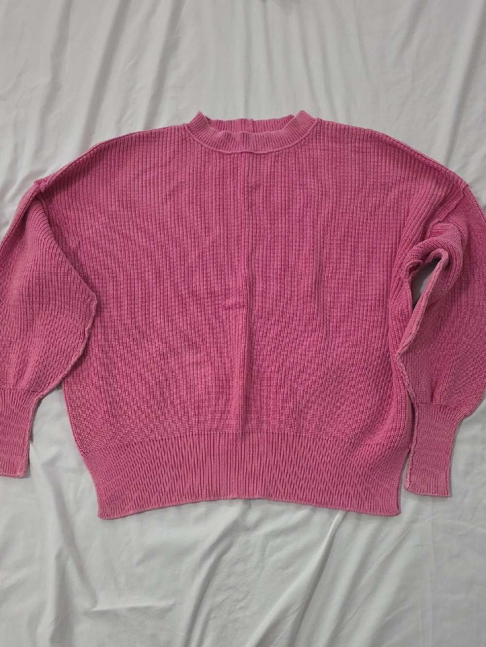 aerie Pink Ribbed Crewneck Sweater